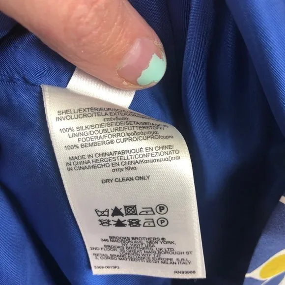 Brooks Brothers Silk Navy and Gold Geometric Dress - Picture 13 of 16